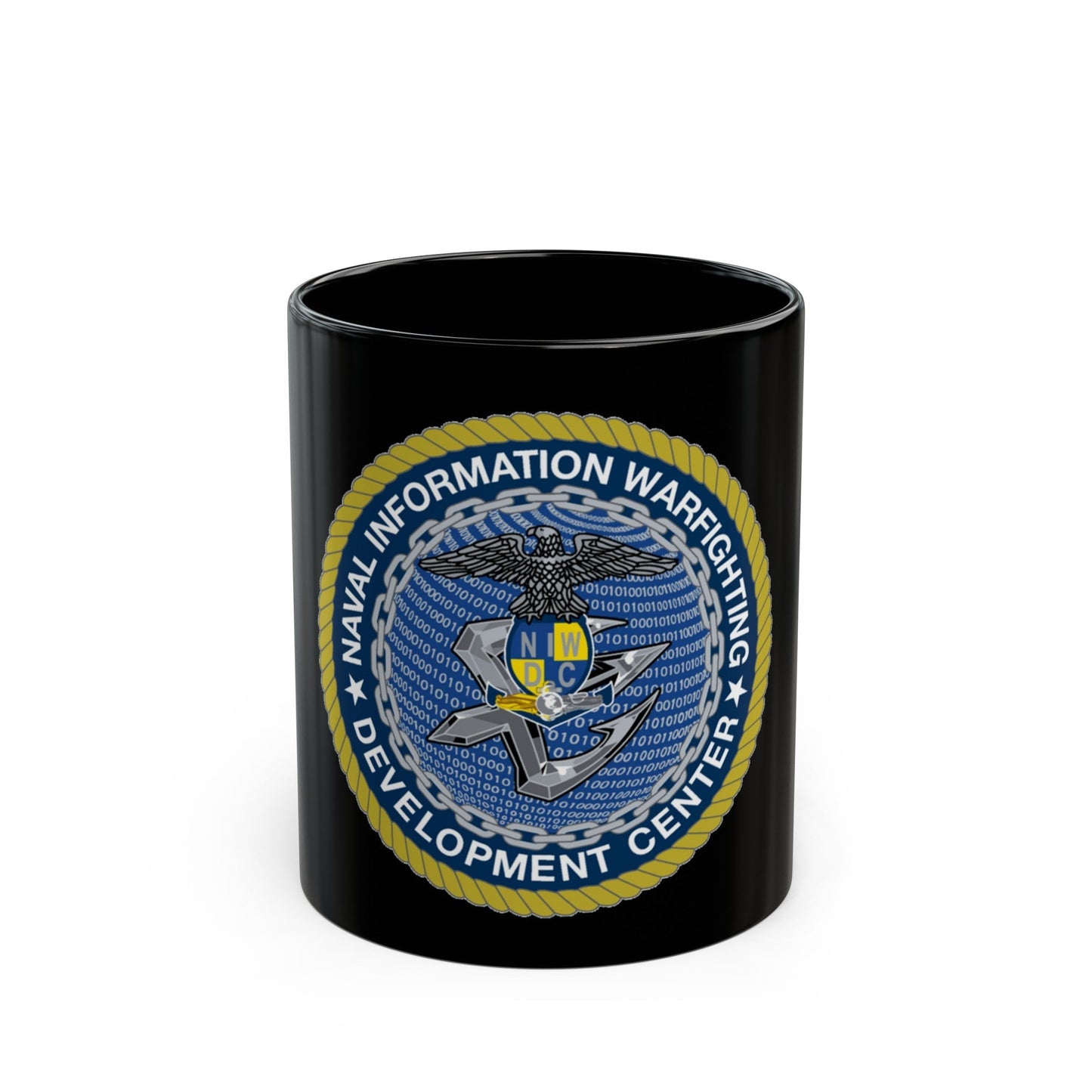 Naval Information Warfighting Development Center (U.S. Navy) Black Coffee Mug-11oz-The Sticker Space