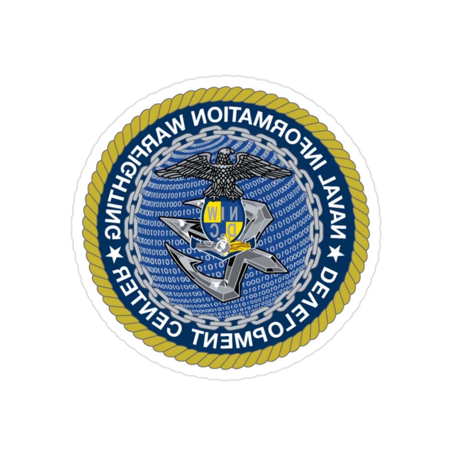 Naval Information Warfighting Development Center (U.S. Navy) REVERSE PRINT Transparent STICKER-2" × 2"-The Sticker Space