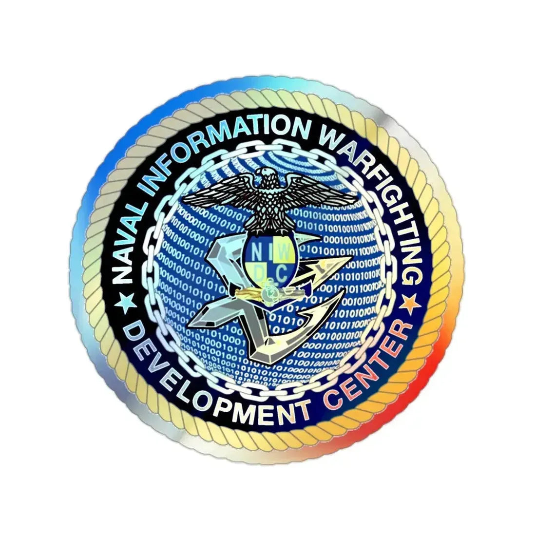 Naval Information Warfighting Development Center (U.S. Navy) Holographic STICKER Die-Cut Vinyl Decal 2 Inch Holographic - The Sticker Space