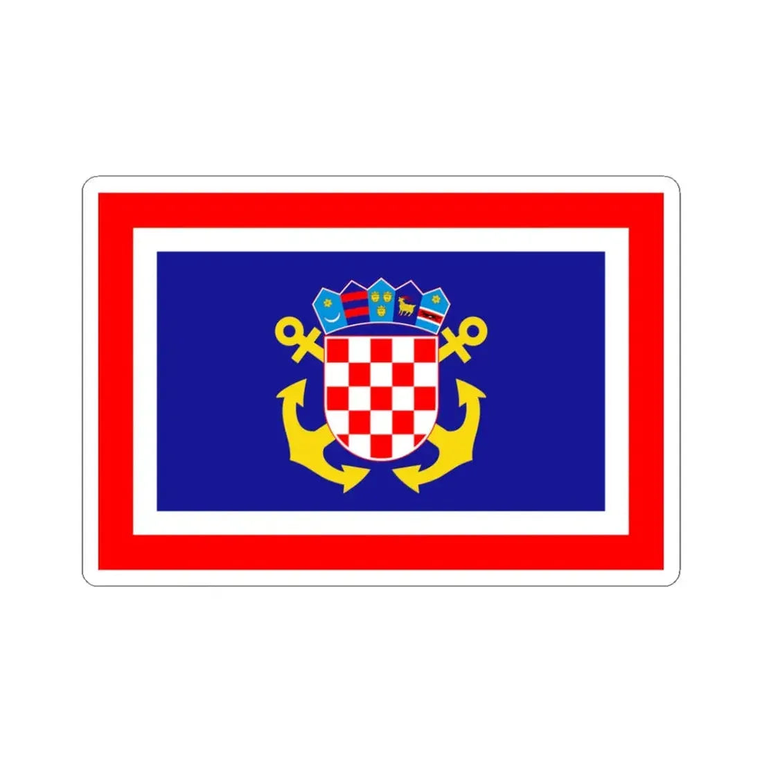 Naval jack of Croatia (Croatia) STICKER Vinyl Kiss-Cut Decal 3 Inch White - The Sticker Space