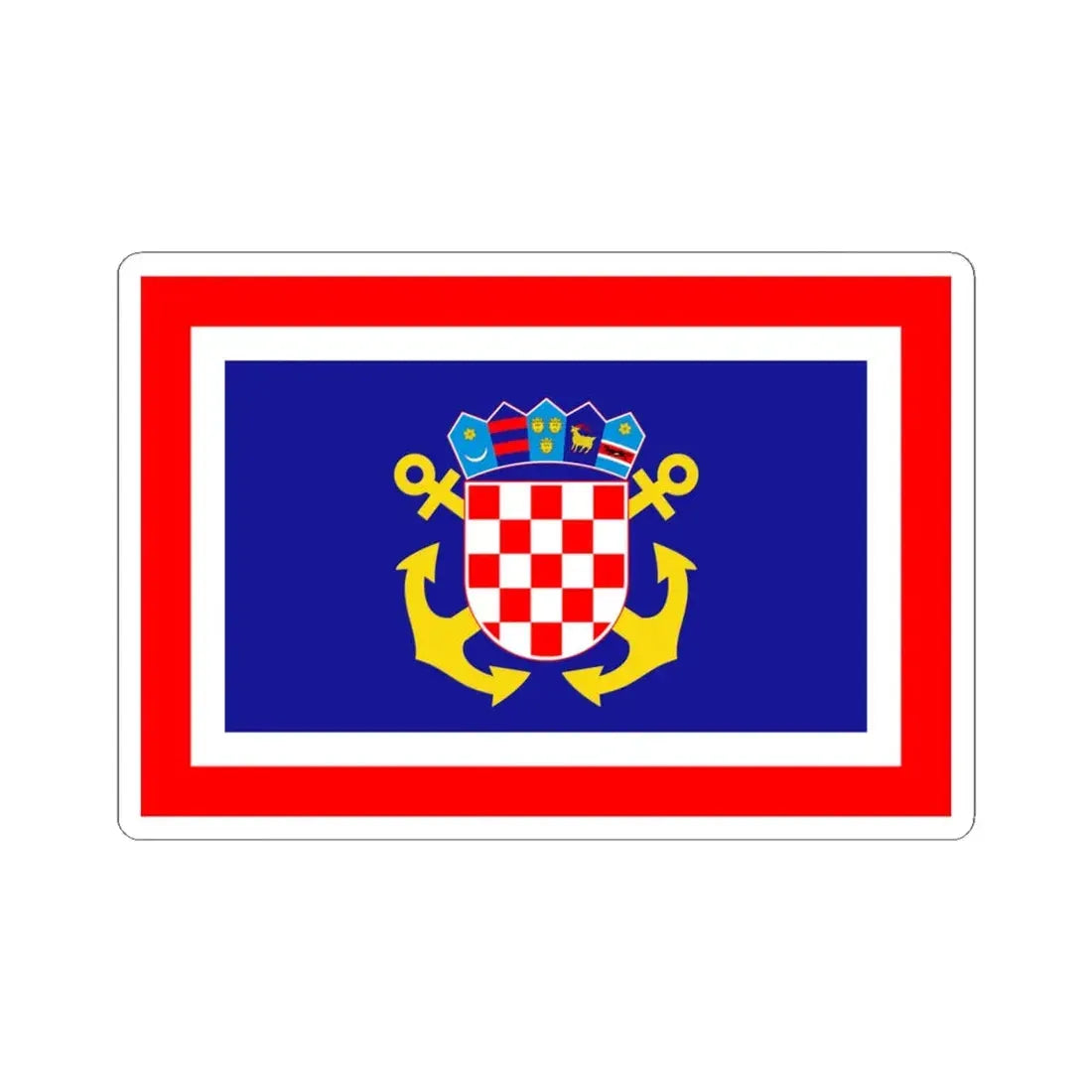 Naval jack of Croatia (Croatia) STICKER Vinyl Kiss-Cut Decal 4 Inch White - The Sticker Space