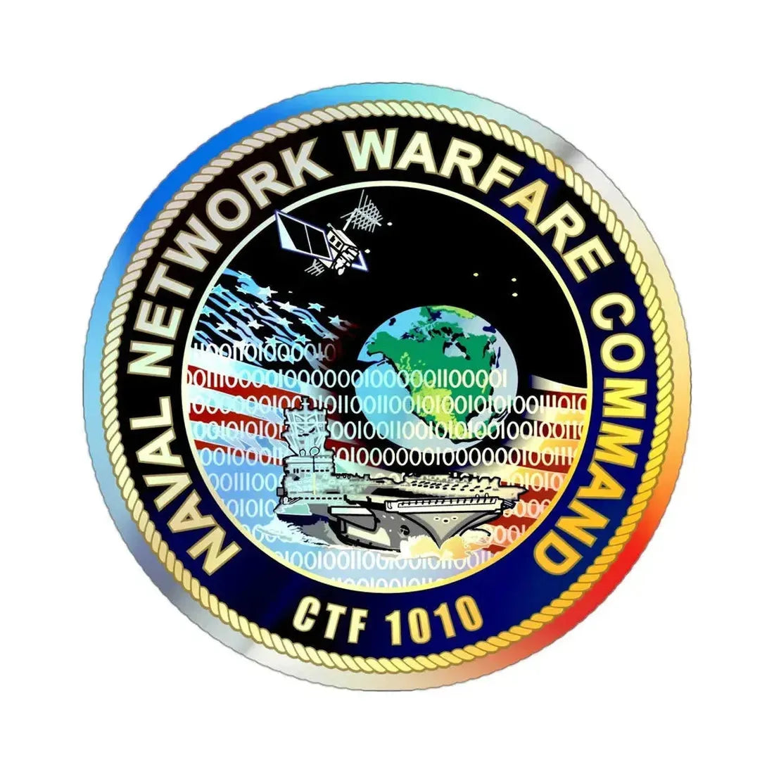 Naval Network Warfare Command CFT 1010 (U.S. Navy) Holographic STICKER Die-Cut Vinyl Decal 3 Inch Holographic - The Sticker Space