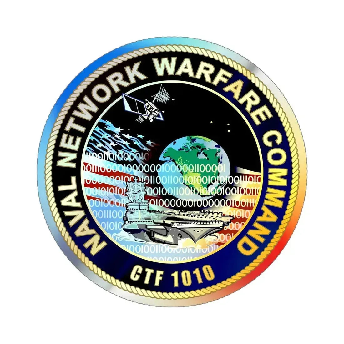 Naval Network Warfare Command CFT 1010 (U.S. Navy) Holographic STICKER Die-Cut Vinyl Decal 4 Inch Holographic - The Sticker Space