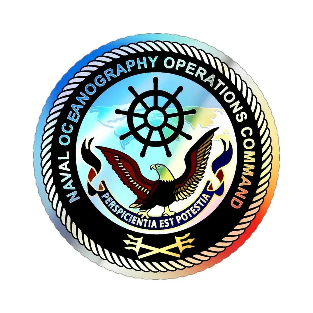 Naval Oceangraphy Operations Command (U.S. Navy) Holographic STICKER Die-Cut Vinyl Decal 3 Inch Holographic - The Sticker Space