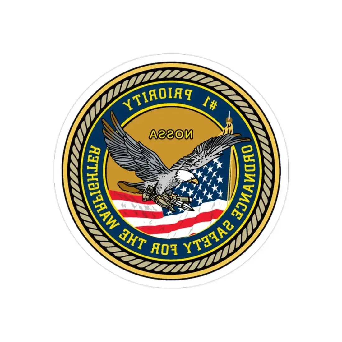 Naval Ordinance Safety and Security (U.S. Navy) REVERSE PRINT Transparent Die-Cut STICKER 2 Inch Die-Cut Transparent - The Sticker Space