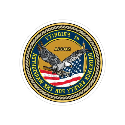 Naval Ordinance Safety and Security (U.S. Navy) REVERSE PRINT Transparent Die-Cut STICKER 4 Inch Die-Cut Transparent - The Sticker Space