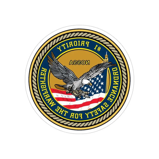 Naval Ordinance Safety and Security (U.S. Navy) REVERSE PRINT Transparent Die-Cut STICKER 6 Inch Die-Cut Transparent - The Sticker Space