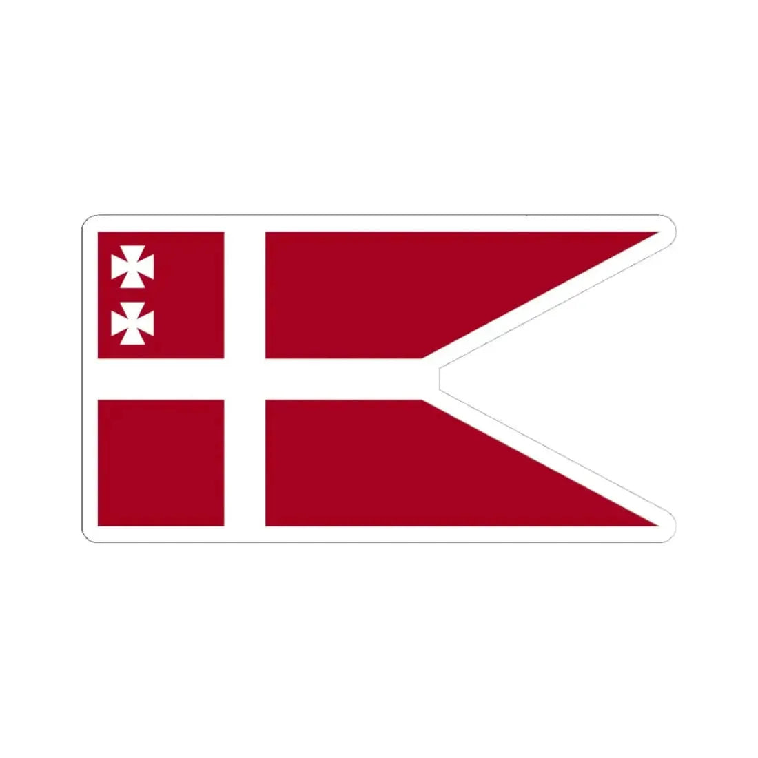 Naval Rank Flag of Denmark - Counter admiral 1858 (Denmark) STICKER Vinyl Kiss-Cut Decal 4 Inch White - The Sticker Space