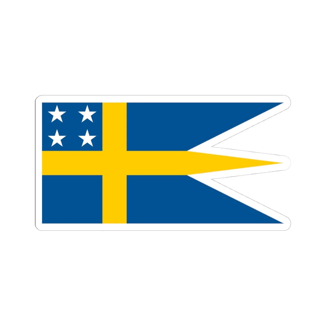 Naval Rank Flag of Sweden - Amiralsflagga (Sweden) STICKER Vinyl Kiss-Cut Decal 4 Inch White - The Sticker Space