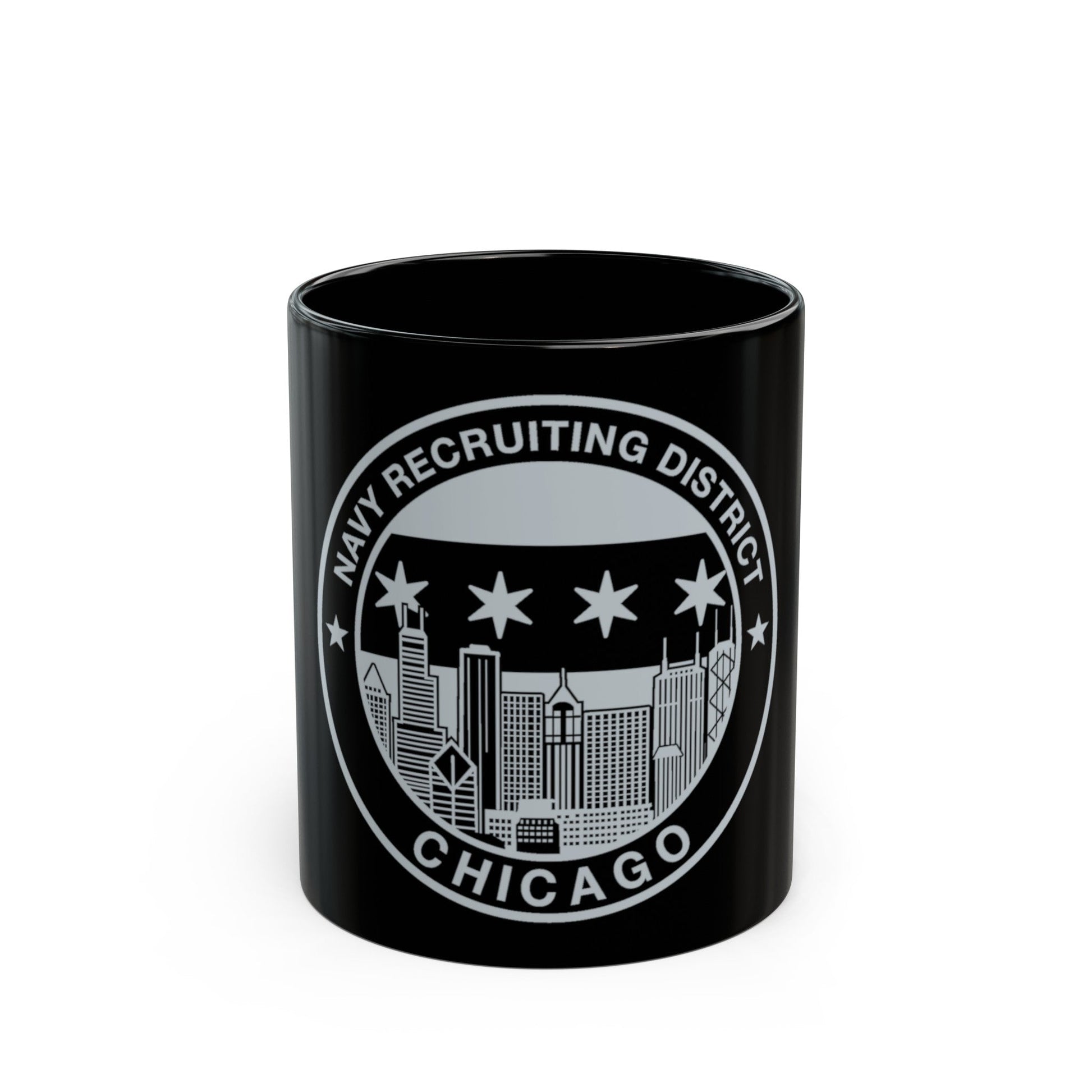 Naval Recruiting District Chicago (U.S. Navy) Black Coffee Mug-11oz-The Sticker Space