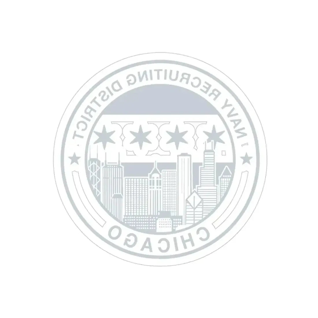 Naval Recruiting District Chicago (U.S. Navy) REVERSE PRINT Transparent Die-Cut STICKER 3 Inch Die-Cut Transparent - The Sticker Space