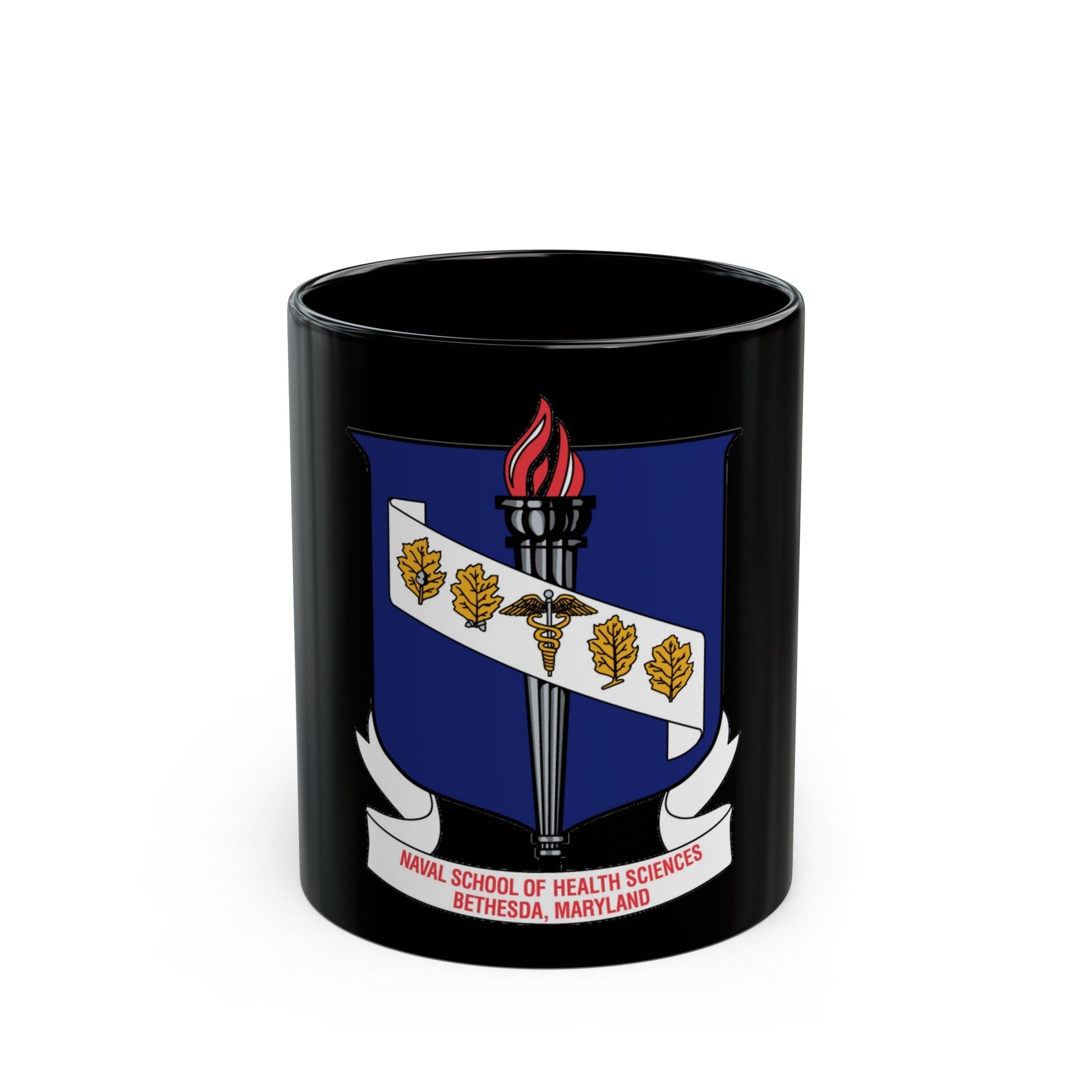 Naval School Of Health Science Bethesda Maryland (U.S. Navy) Black Coffee Mug-11oz-The Sticker Space