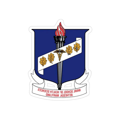 Naval School Of Health Science Bethesda Maryland (U.S. Navy) REVERSE PRINT Transparent Die-Cut STICKER 3 Inch Die-Cut Transparent - The Sticker Space