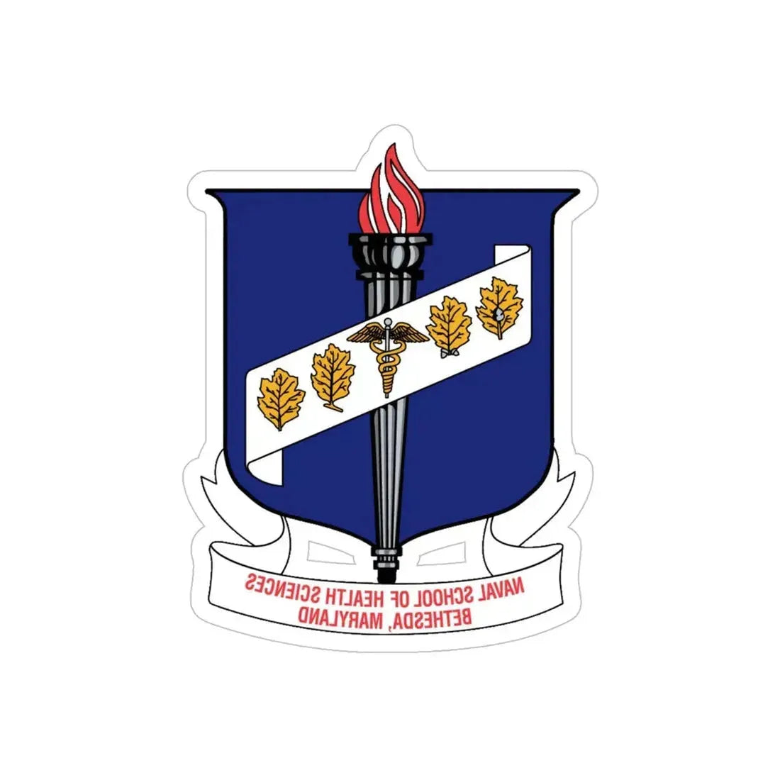 Naval School Of Health Science Bethesda Maryland (U.S. Navy) REVERSE PRINT Transparent Die-Cut STICKER 5 Inch Die-Cut Transparent - The Sticker Space