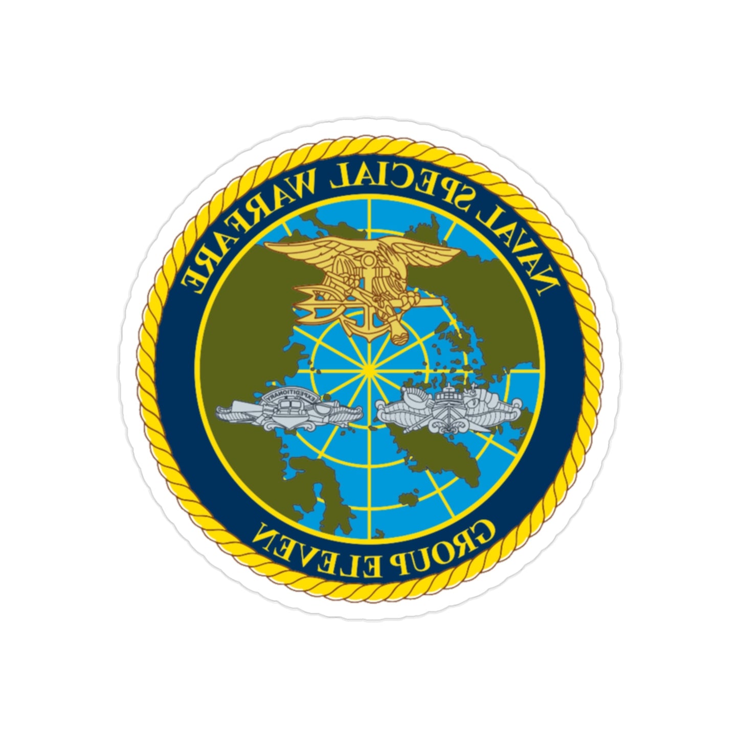 Naval Special Warfare Group 11 (U.S. Navy) REVERSE PRINT Transparent STICKER-2" × 2"-The Sticker Space