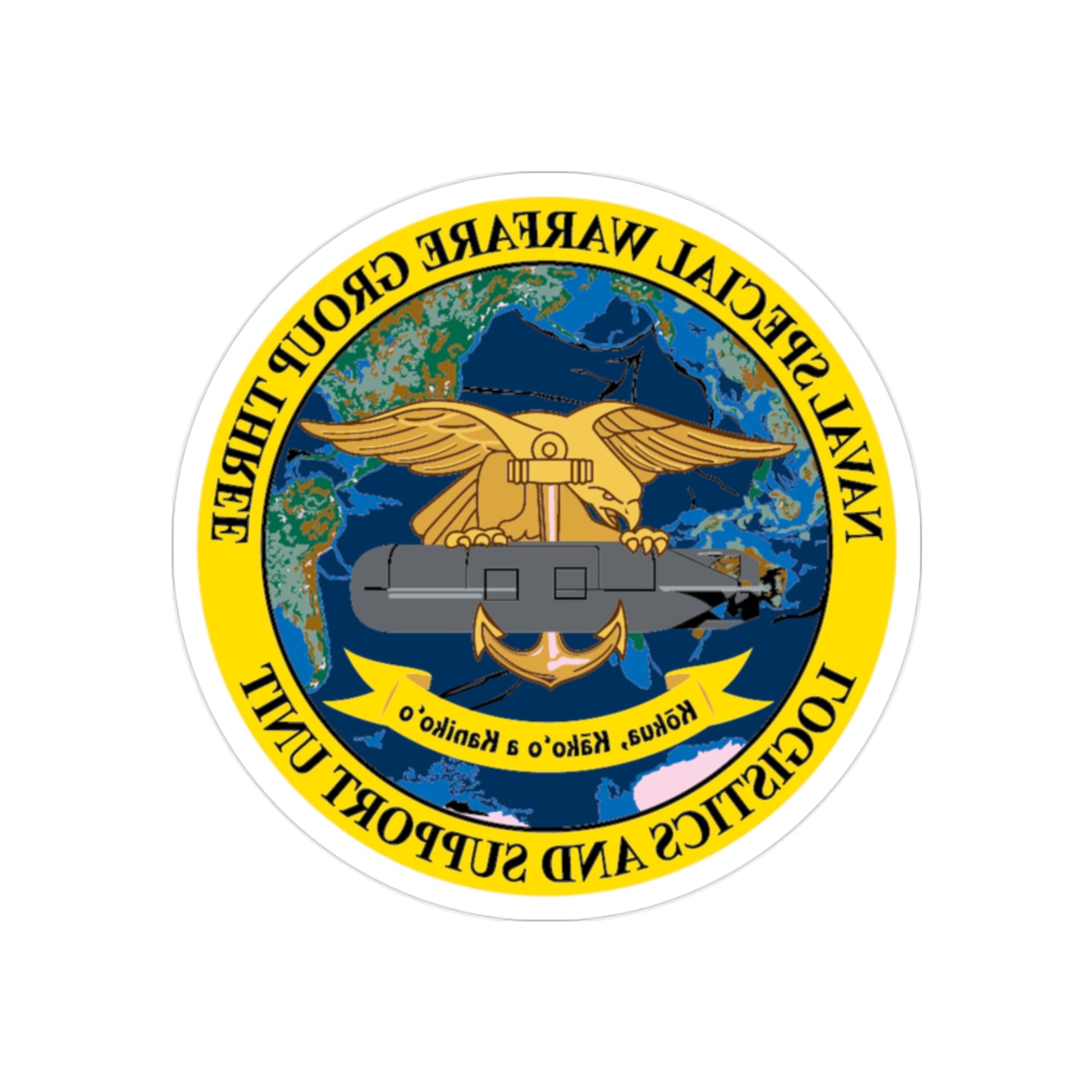 Naval Special Warfare Group 3 (U.S. Navy) REVERSE PRINT Transparent STICKER-2" × 2"-The Sticker Space