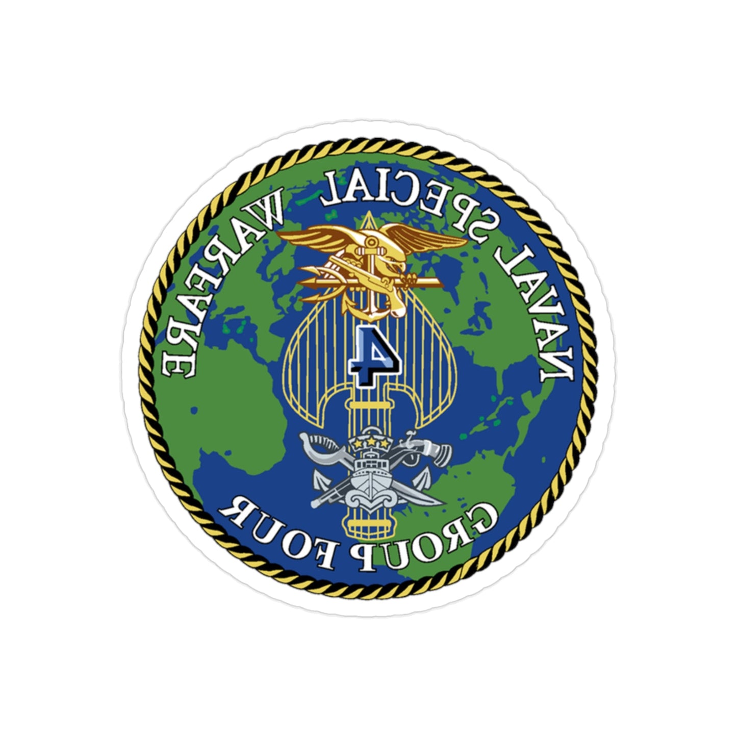 Naval Special Warfare Group 4 (U.S. Navy) REVERSE PRINT Transparent STICKER-2" × 2"-The Sticker Space