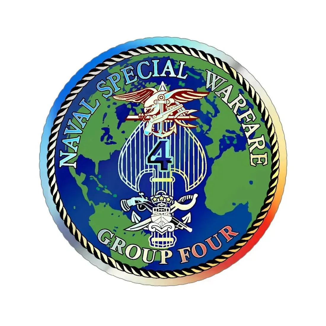 Naval Special Warfare Group 4 (U.S. Navy) Holographic STICKER Die-Cut Vinyl Decal 5 Inch Holographic - The Sticker Space