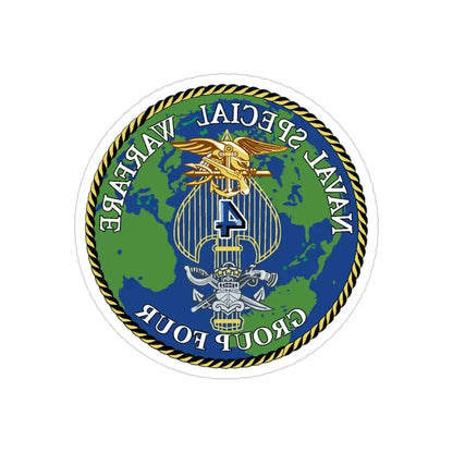 Naval Special Warfare Group 4 (U.S. Navy) REVERSE PRINT Transparent Die-Cut STICKER 4 Inch Die-Cut Transparent - The Sticker Space