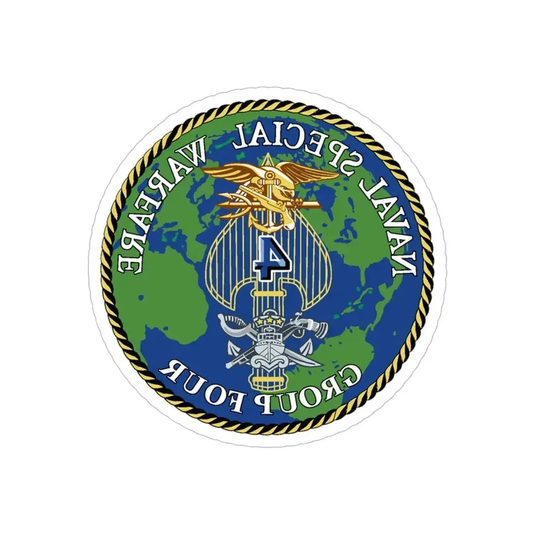 Naval Special Warfare Group 4 (U.S. Navy) REVERSE PRINT Transparent Die-Cut STICKER 6 Inch Die-Cut Transparent - The Sticker Space