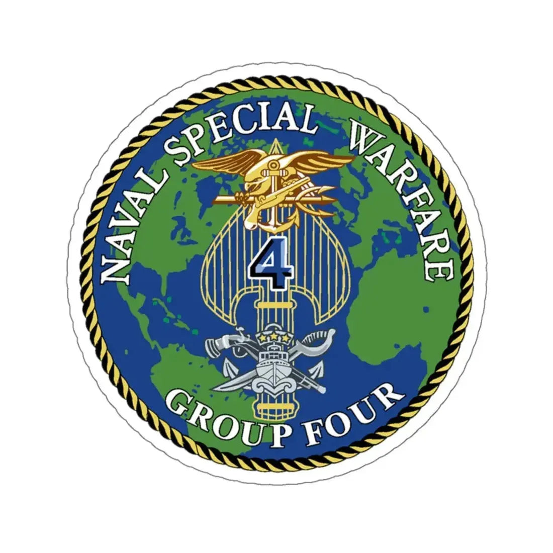 Naval Special Warfare Group 4 (U.S. Navy) STICKER Vinyl Kiss-Cut Decal 4 Inch White - The Sticker Space