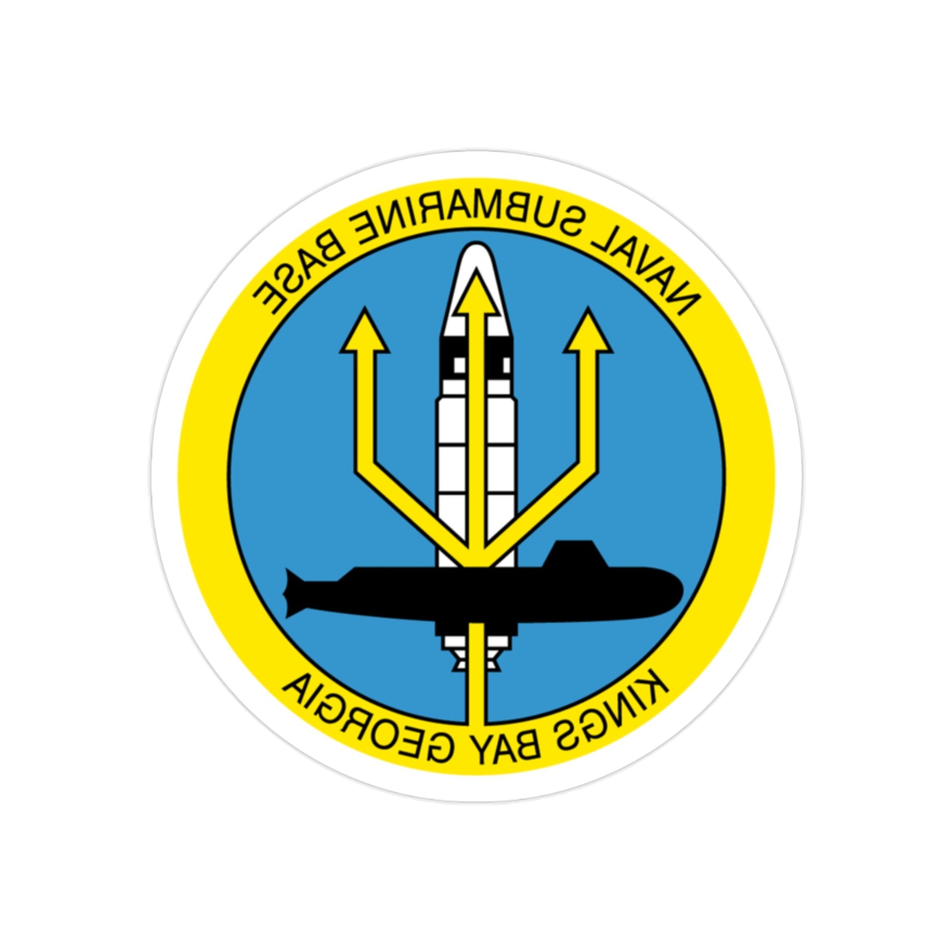 Naval Submarine Base Kings Bay Georgia (U.S. Navy) REVERSE PRINT Transparent STICKER-2" × 2"-The Sticker Space