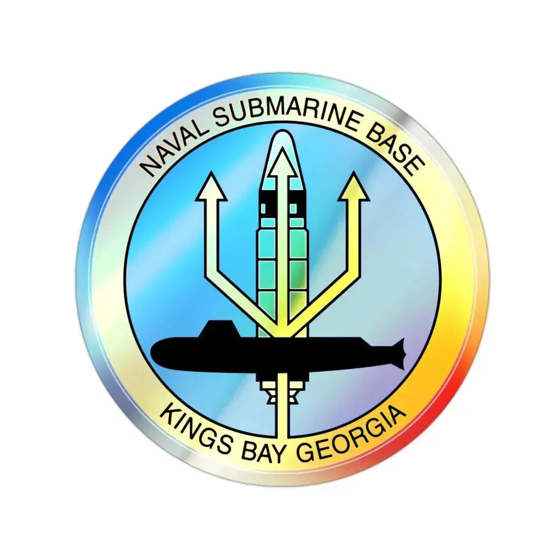 Naval Submarine Base Kings Bay Georgia (U.S. Navy) Holographic STICKER Die-Cut Vinyl Decal 2 Inch Holographic - The Sticker Space
