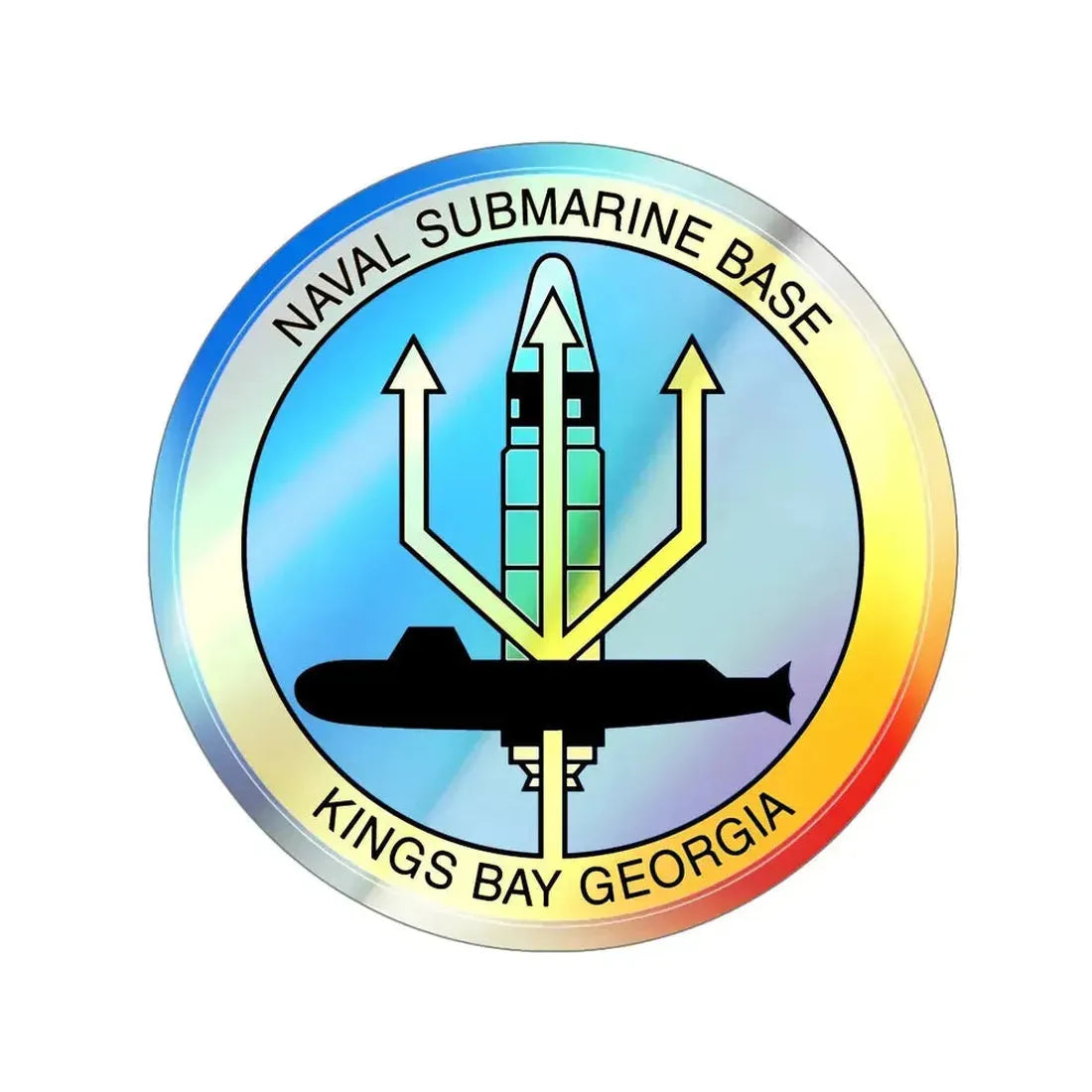 Naval Submarine Base Kings Bay Georgia (U.S. Navy) Holographic STICKER Die-Cut Vinyl Decal 5 Inch Holographic - The Sticker Space