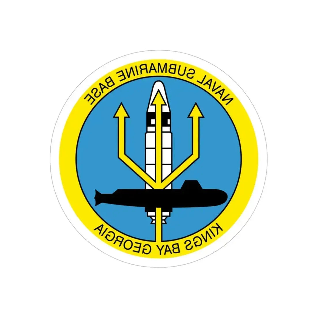 Naval Submarine Base Kings Bay Georgia (U.S. Navy) REVERSE PRINT Transparent Die-Cut STICKER 4 Inch Die-Cut Transparent - The Sticker Space