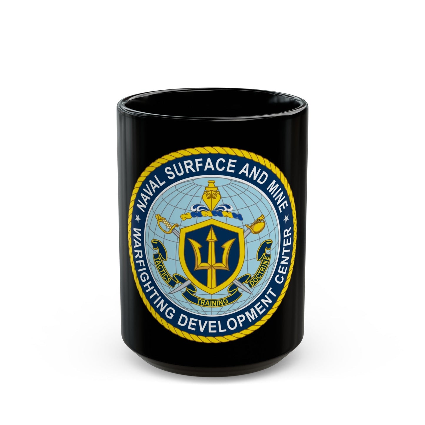 Naval Surface & Mine Warfighting Dev Center (U.S. Navy) Black Coffee Mug-15oz-The Sticker Space