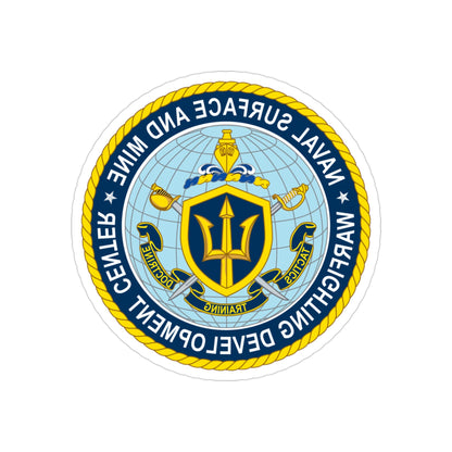 Naval Surface & Mine Warfighting Dev Center (U.S. Navy) REVERSE PRINT Transparent STICKER-3" × 3"-The Sticker Space