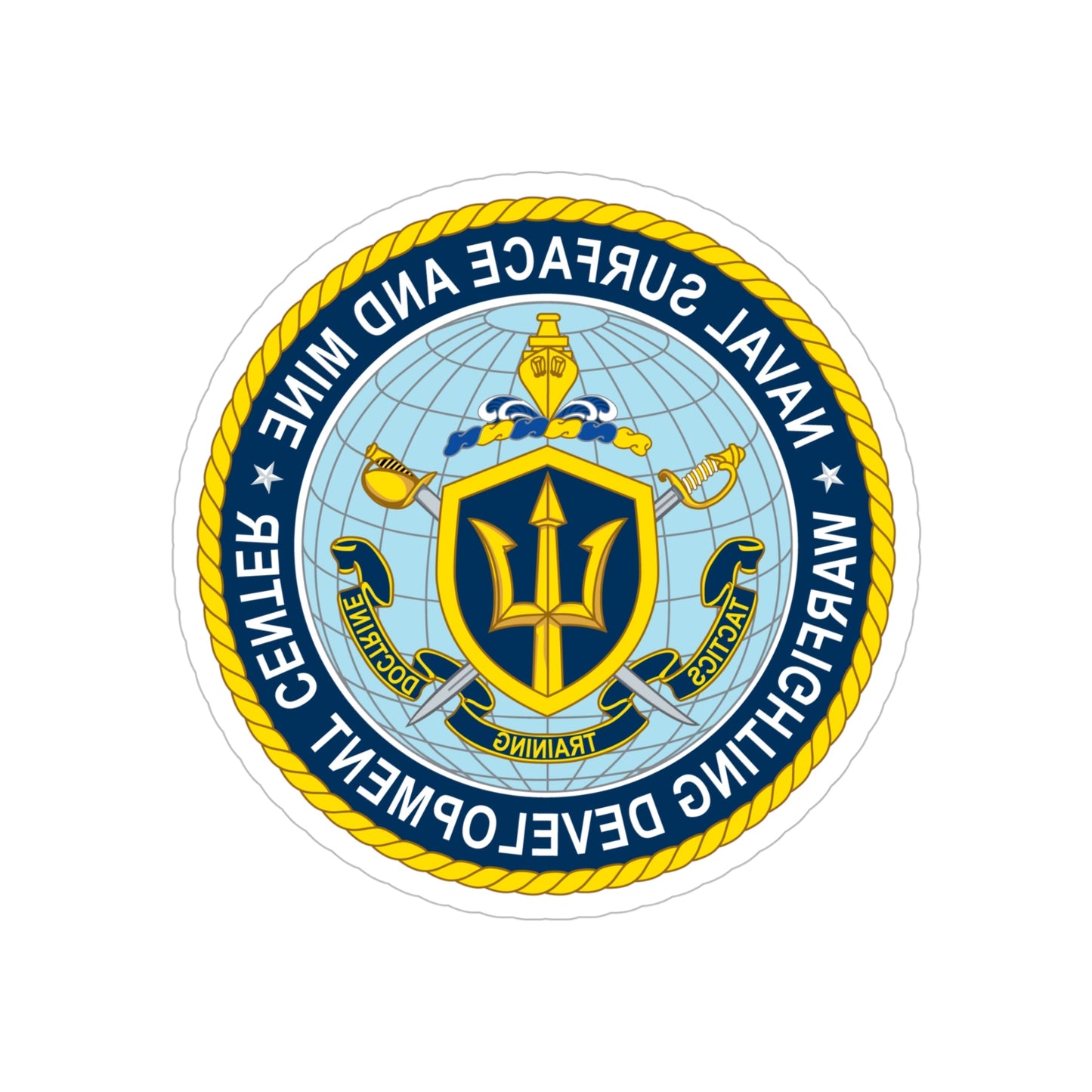 Naval Surface & Mine Warfighting Dev Center (U.S. Navy) REVERSE PRINT Transparent STICKER-5" × 5"-The Sticker Space