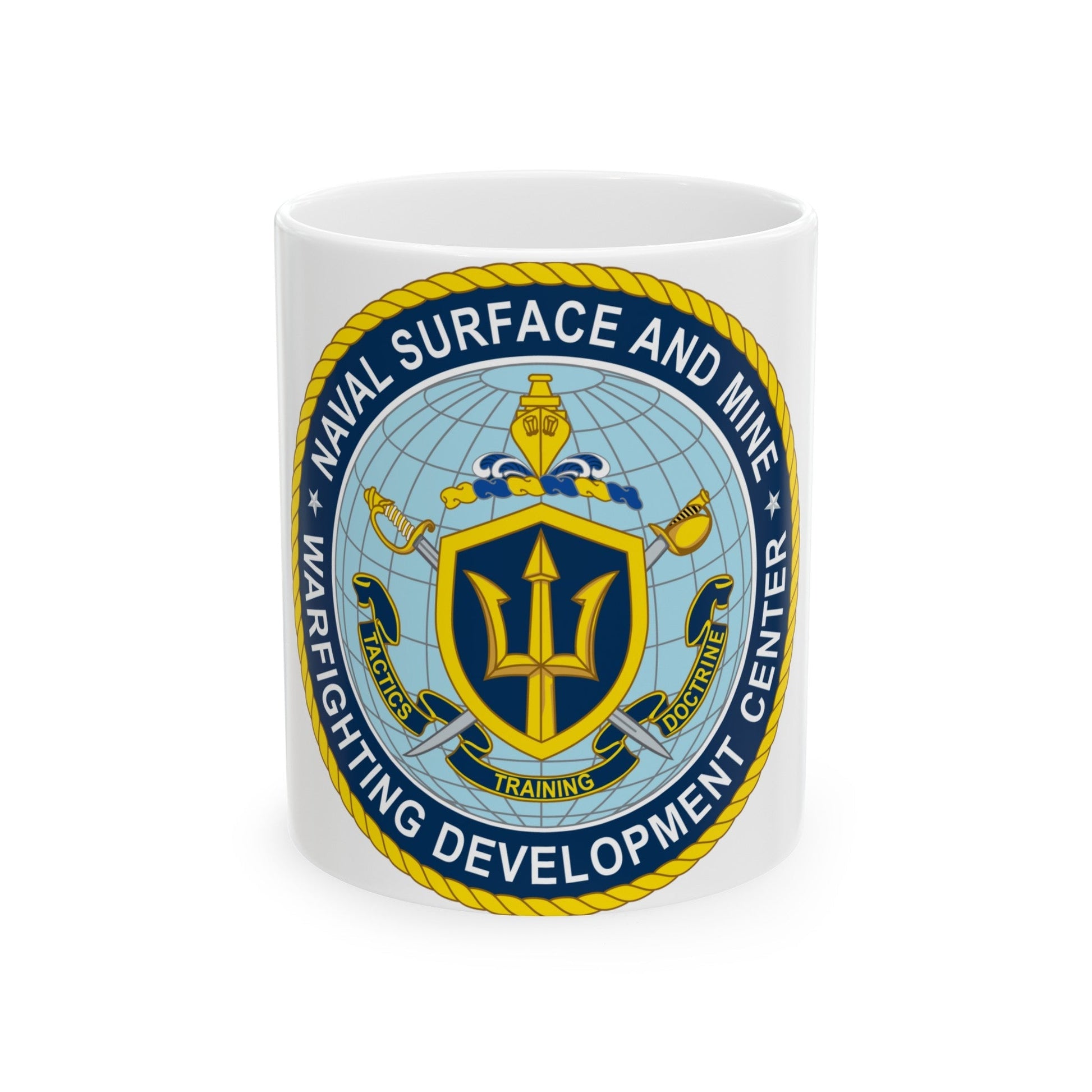 Naval Surface & Mine Warfighting Dev Center (U.S. Navy) White Coffee Mug-11oz-The Sticker Space