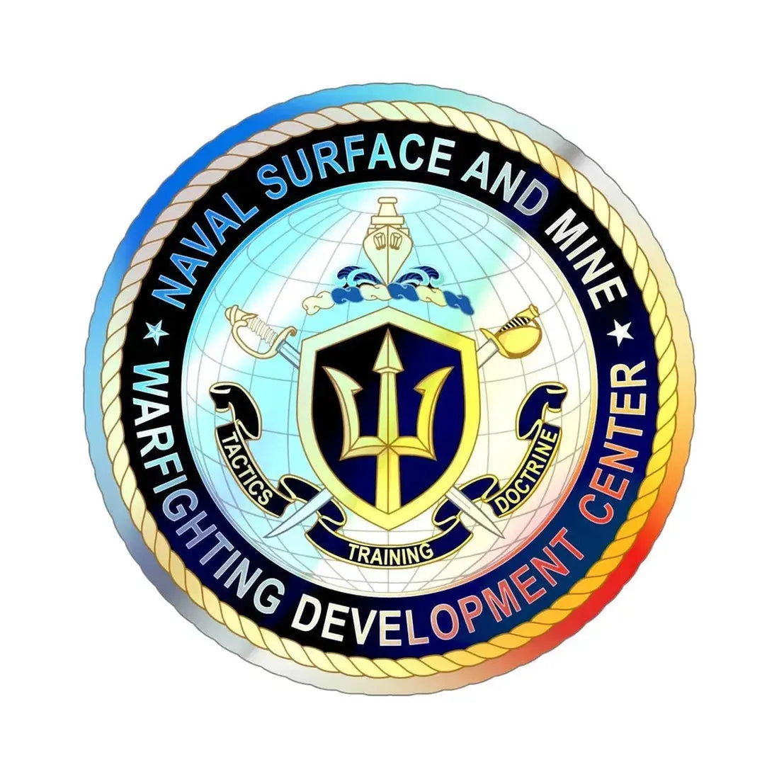 Naval Surface & Mine Warfighting Dev Center (U.S. Navy) Holographic STICKER Die-Cut Vinyl Decal 5 Inch Holographic - The Sticker Space