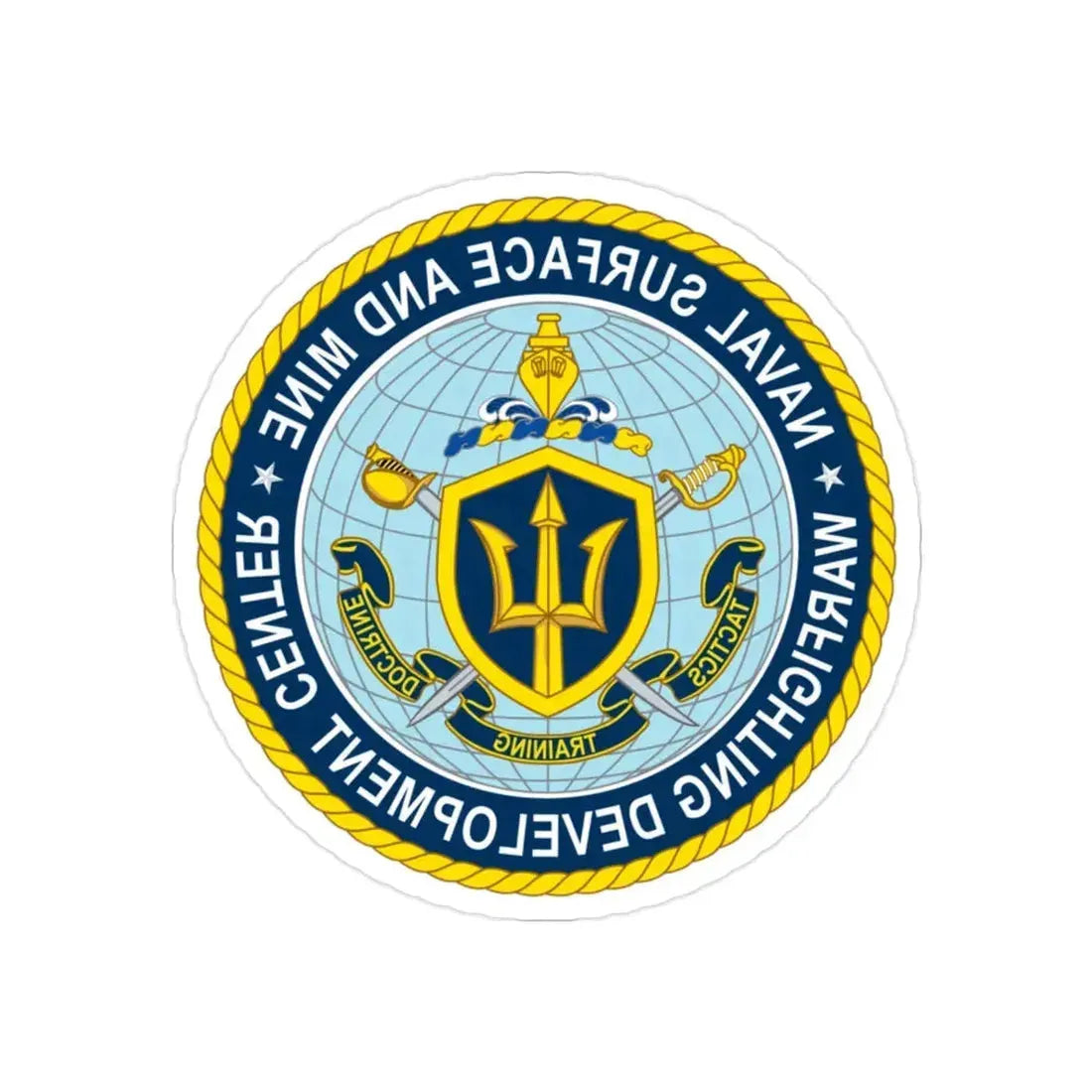Naval Surface & Mine Warfighting Dev Center (U.S. Navy) REVERSE PRINT Transparent Die-Cut STICKER 2 Inch Die-Cut Transparent - The Sticker Space