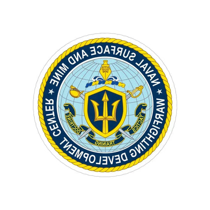 Naval Surface & Mine Warfighting Dev Center (U.S. Navy) REVERSE PRINT Transparent Die-Cut STICKER 5 Inch Die-Cut Transparent - The Sticker Space
