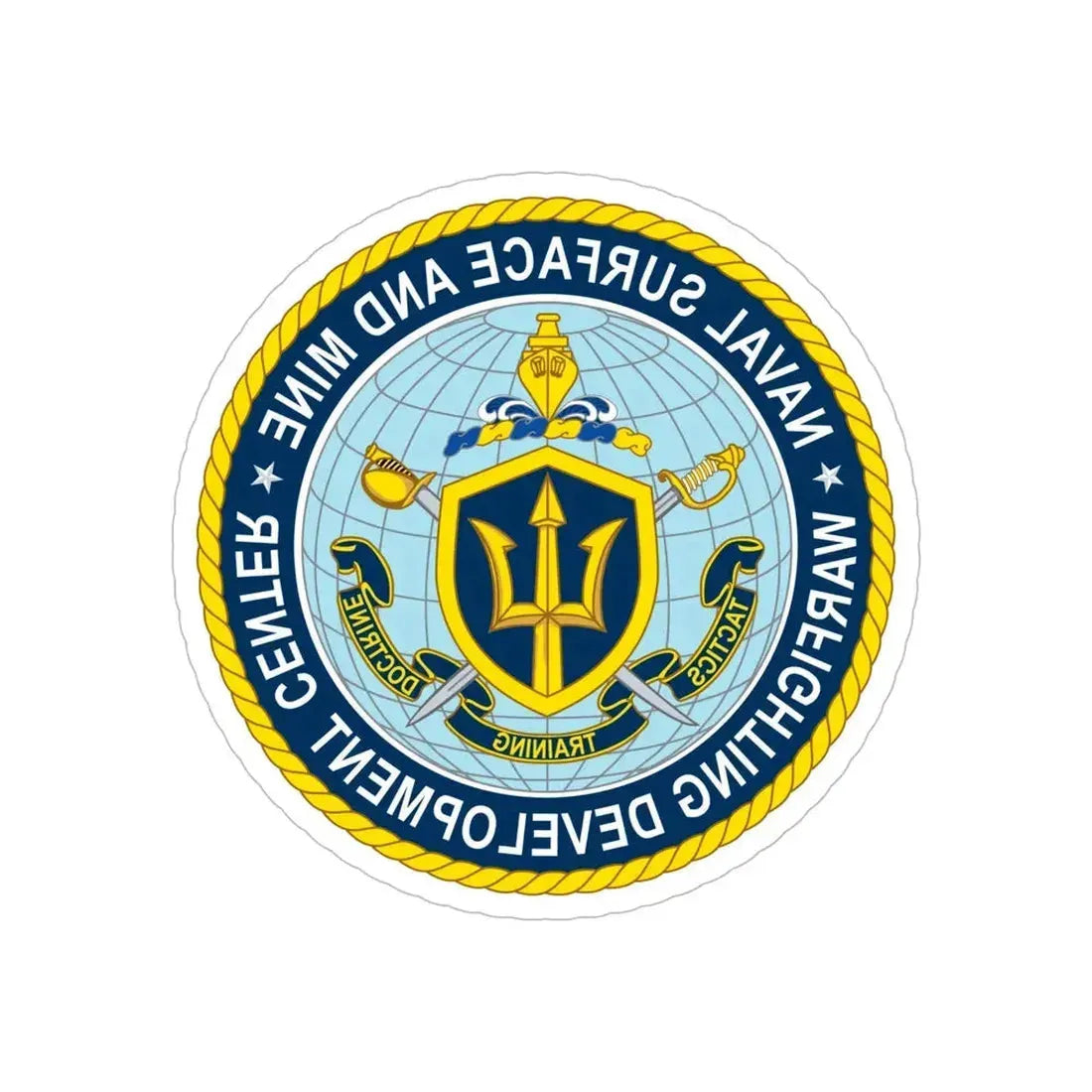 Naval Surface & Mine Warfighting Dev Center (U.S. Navy) REVERSE PRINT Transparent Die-Cut STICKER 6 Inch Die-Cut Transparent - The Sticker Space