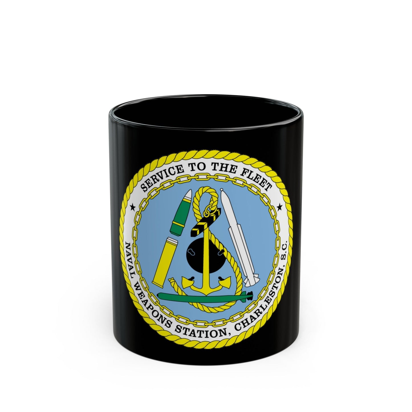 Naval Weapon Station Charleston SC (U.S. Navy) Black Coffee Mug-11oz-The Sticker Space