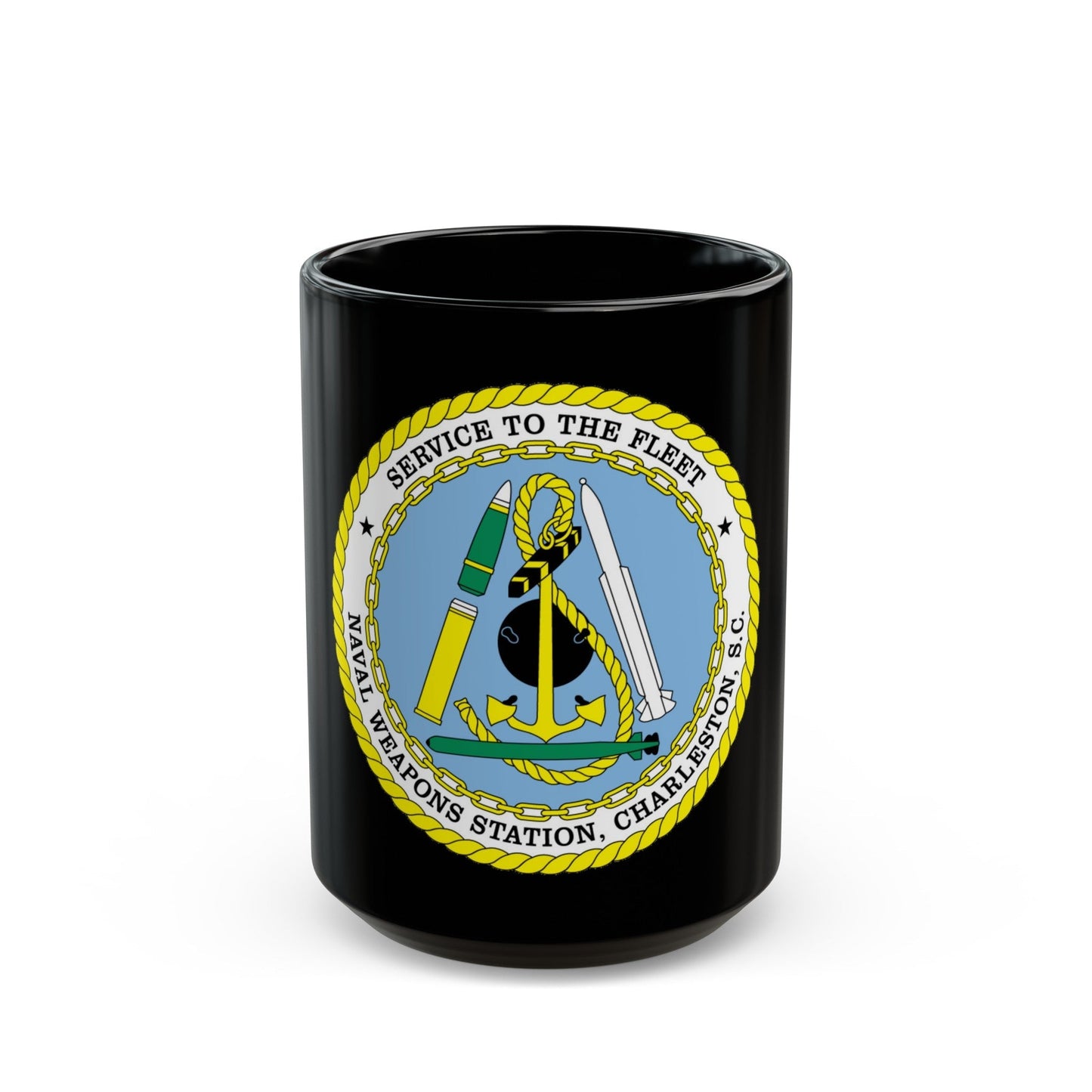 Naval Weapon Station Charleston SC (U.S. Navy) Black Coffee Mug-15oz-The Sticker Space