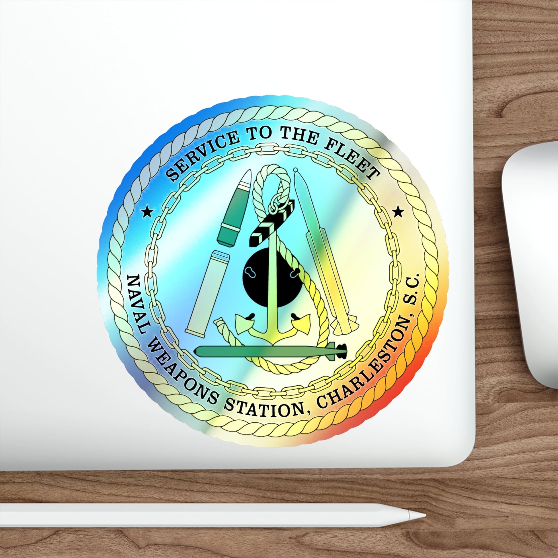 Naval Weapon Station Charleston SC (U.S. Navy) Holographic STICKER Die-Cut Vinyl Decal-The Sticker Space