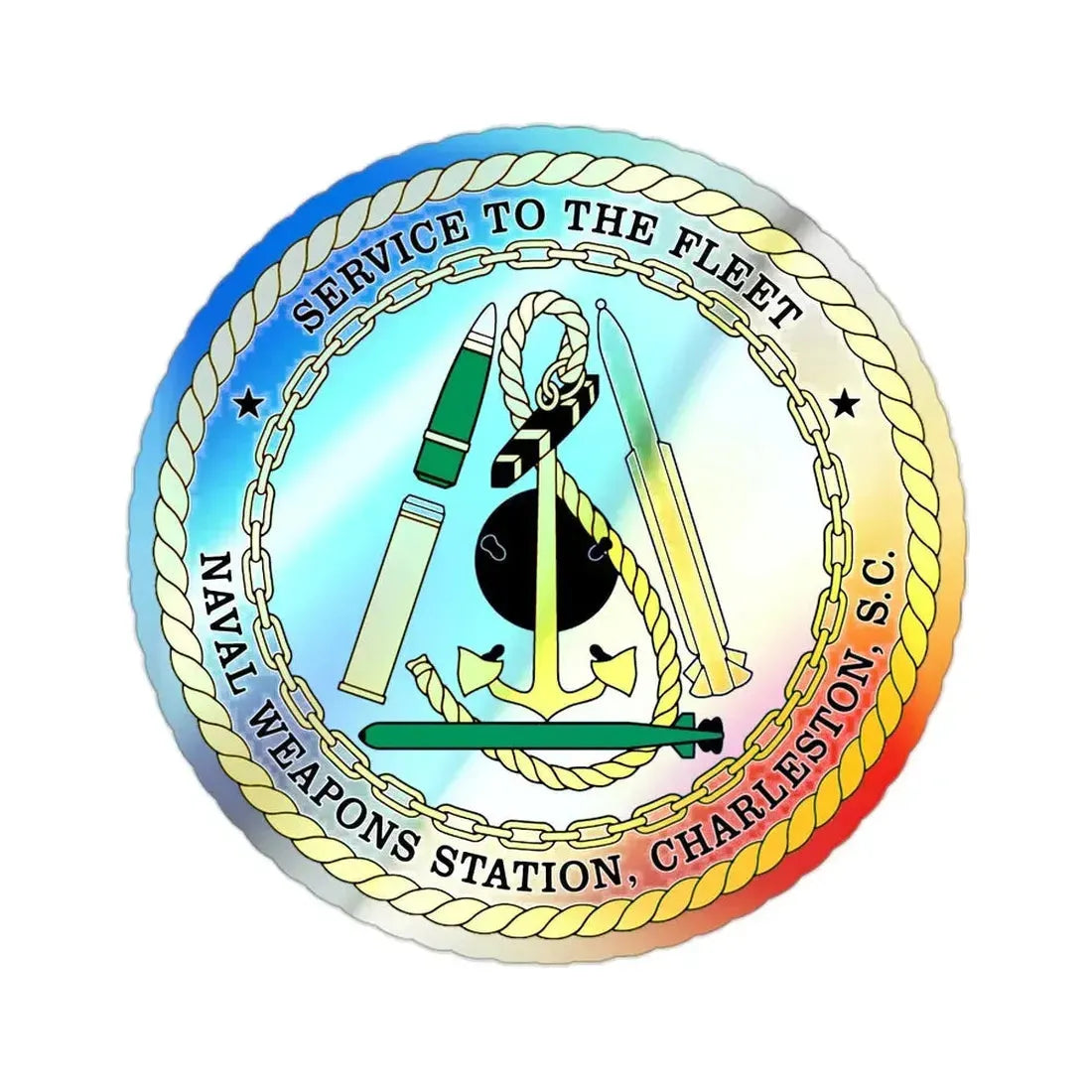 Naval Weapon Station Charleston SC (U.S. Navy) Holographic STICKER Die-Cut Vinyl Decal 2 Inch Holographic - The Sticker Space