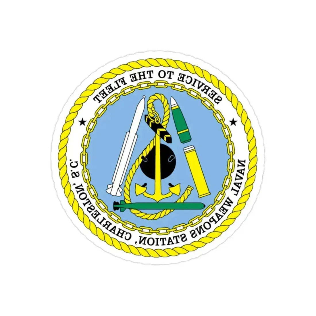 Naval Weapon Station Charleston SC (U.S. Navy) REVERSE PRINT Transparent Die-Cut STICKER 2 Inch Die-Cut Transparent - The Sticker Space