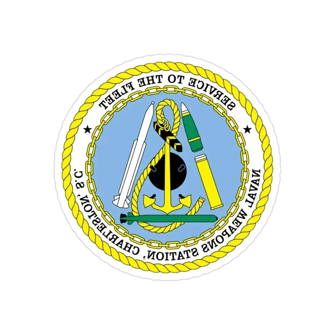 Naval Weapon Station Charleston SC (U.S. Navy) REVERSE PRINT Transparent Die-Cut STICKER 3 Inch Die-Cut Transparent - The Sticker Space