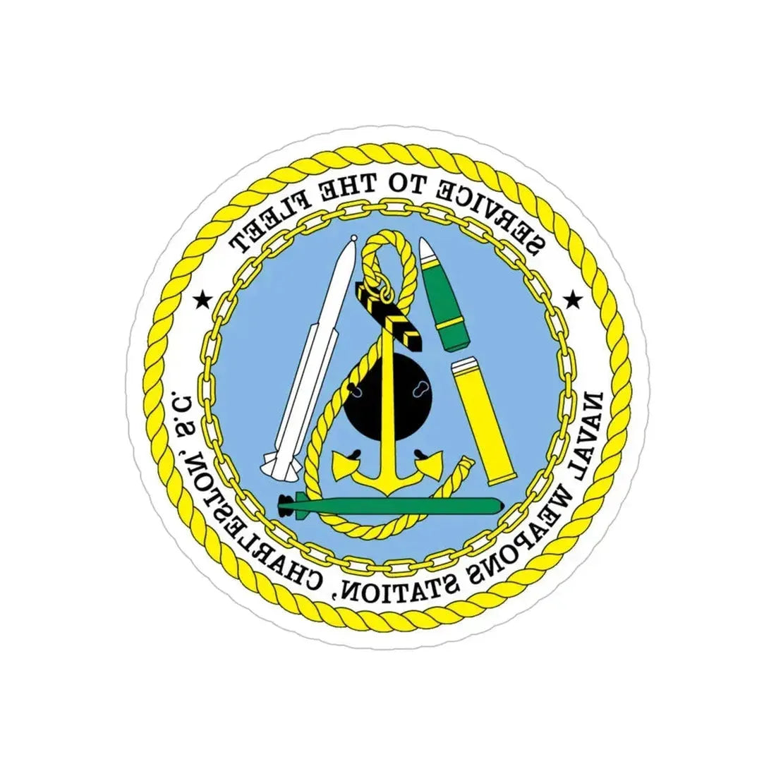 Naval Weapon Station Charleston SC (U.S. Navy) REVERSE PRINT Transparent Die-Cut STICKER 5 Inch Die-Cut Transparent - The Sticker Space