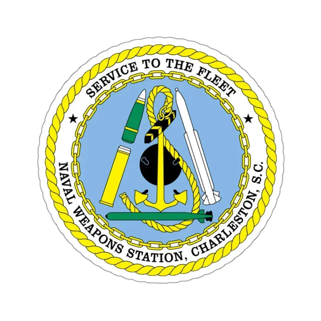 Naval Weapon Station Charleston SC (U.S. Navy) STICKER Vinyl Kiss-Cut Decal 3 Inch White - The Sticker Space