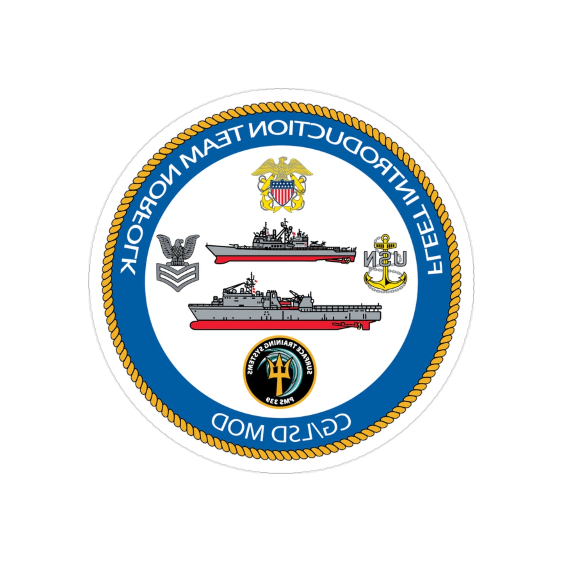 NAVSEA Fit Norfolk (U.S. Navy) REVERSE PRINT Transparent STICKER-2" × 2"-The Sticker Space