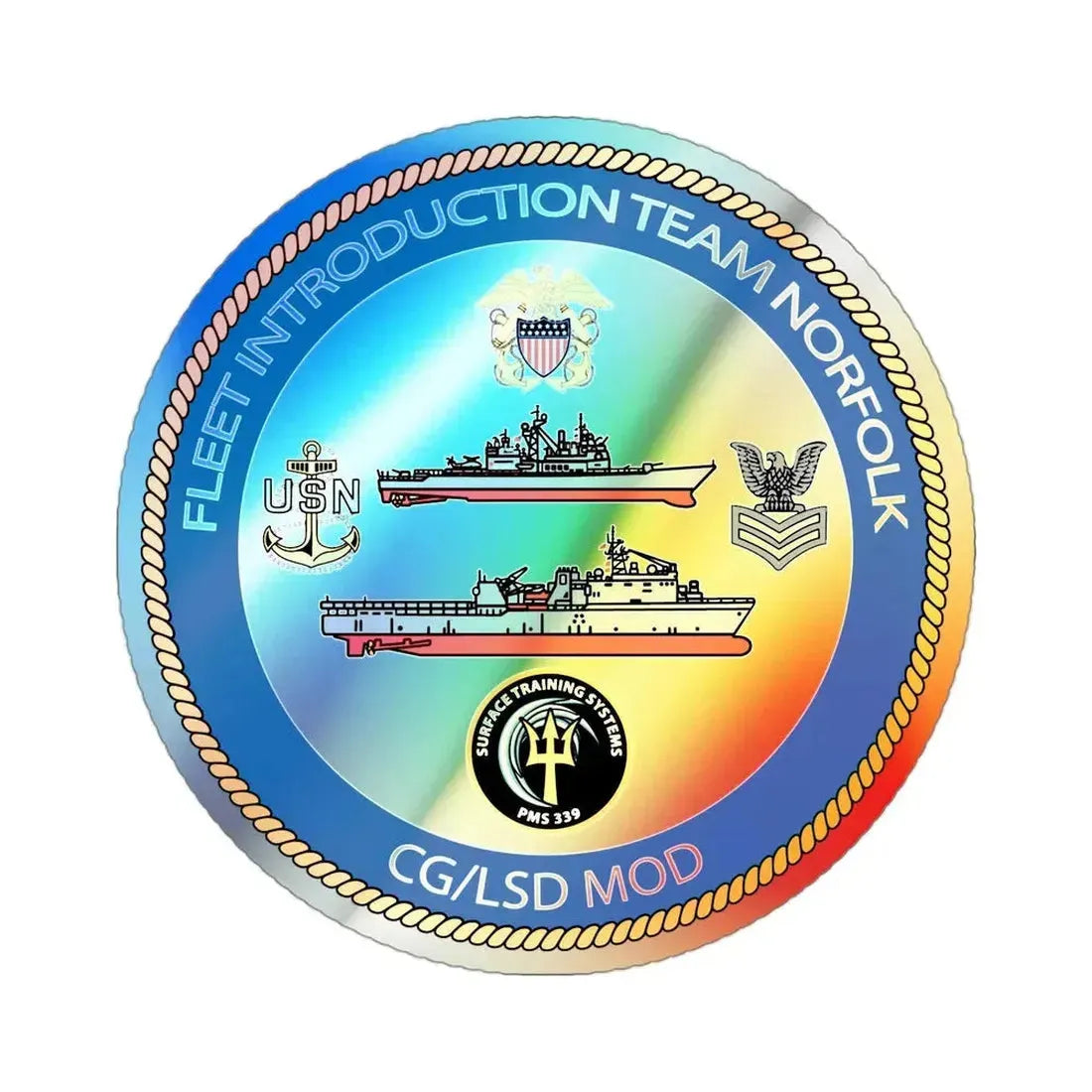 NAVSEA Fit Norfolk (U.S. Navy) Holographic STICKER Die-Cut Vinyl Decal 3 Inch Holographic - The Sticker Space
