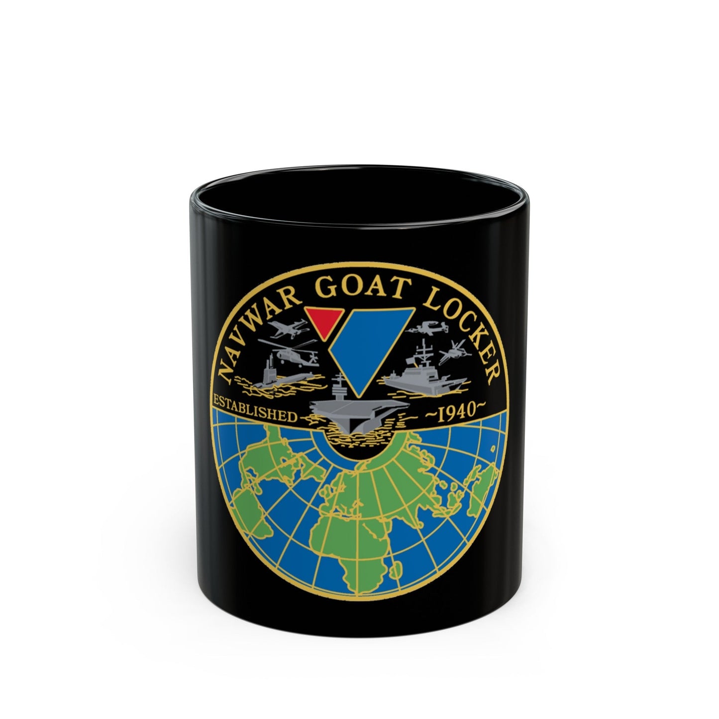 NAVWAR Goat Locker (U.S. Navy) Black Coffee Mug-11oz-The Sticker Space