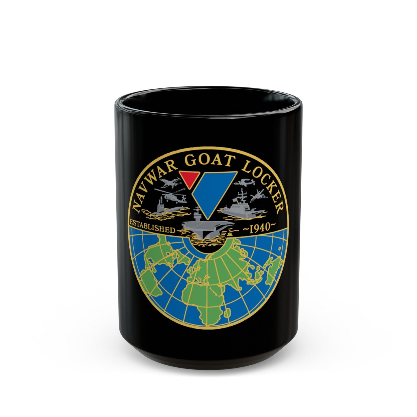 NAVWAR Goat Locker (U.S. Navy) Black Coffee Mug-15oz-The Sticker Space