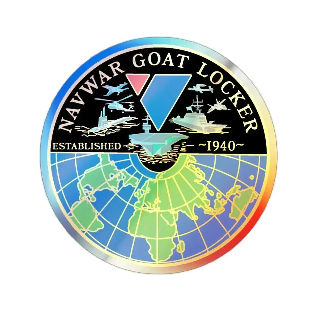 NAVWAR Goat Locker (U.S. Navy) Holographic STICKER Die-Cut Vinyl Decal 2 Inch Holographic - The Sticker Space